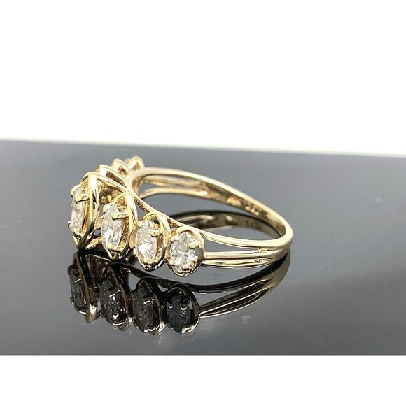 Women's Wedding Band 14k Yellow Gold Ring Diamond 0.50ctw Marquise Size 6.5 - Picture 2 of 14